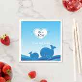 2鯨ブルーベビーシャワーかわいいパーティーナプキン スタンダードカクテルナプキン (インサイチュ)