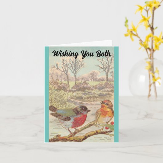 2鳥の記念日のグリーティングカード カード (黄色い花)