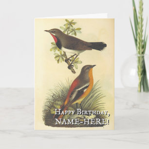 2鳥、ヴィンテージルック誕生日グリーティングカード カード