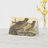 2鳥、ヴィンテージルック誕生日グリーティングカード カード (黄色い花)