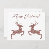 2鹿インバラフェイク金ゴールドピンクグリッタールック ポストカード (正面/裏面)