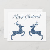 2鹿イン青フェイクグリッタールックとカスタム文字 ポストカード (正面/裏面)