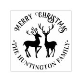 2鹿素朴メリークリスマスグリーティングファミリー名 セルフインキングスタンプ (デザイン)