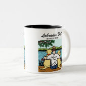 2黄色いラブラドールおよびパパ ツートーンマグカップ (正面右)