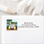 2黄色のラブラドールとパパ ラベル (インサイチュ)