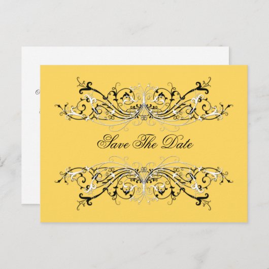 #2黄色の白黒旋回が日付を保存 案内ポストカード (正面/裏面)