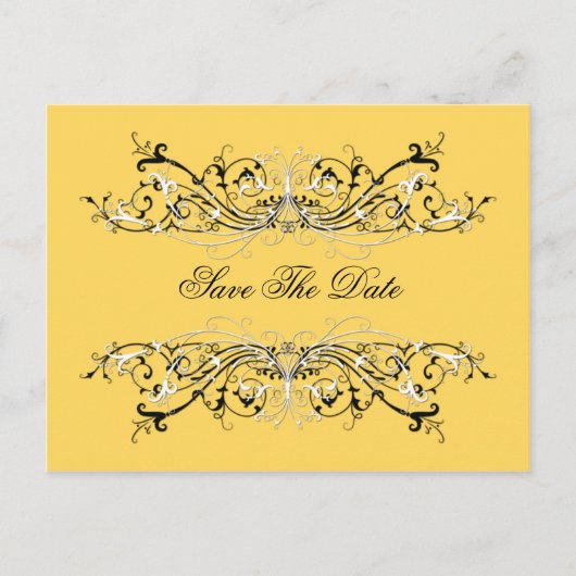 #2黄色の白黒旋回が日付を保存 案内ポストカード (正面)