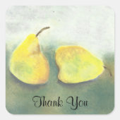 2黄色の緑の梨はまだライフアートサンキュー スクエアシール (正面)