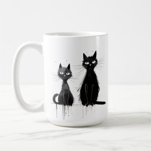 2黒猫デザインマグ コーヒーマグカップ (左)