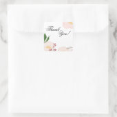 20ありがとうスタンプベビーピンクコスモスオンホワイト スクエアシール (バッグ)