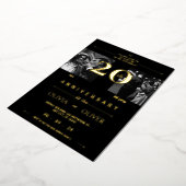 20おもしろい周年結婚当時と現在の金ゴールド 箔招待状 (回転した状態)