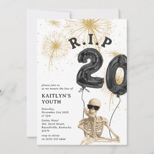 20おもしろい歳の30歳の誕生日にR.I.P 招待状 (正面)