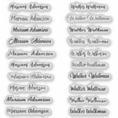 (20のエレガントセット)手書き透明な名前 シール (正面)