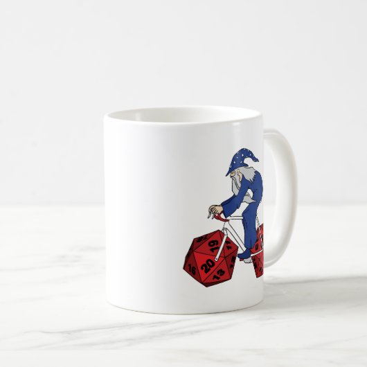 20の味方されたサイコロの車輪が付いている魔法使いの乗馬のバイク コーヒーマグカップ (正面右)