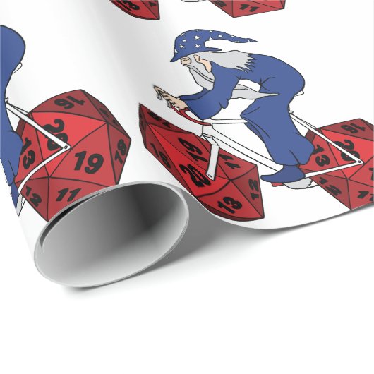 20の味方されたサイコロの車輪が付いている魔法使いの乗馬のバイク ラッピングペーパー (ロールコーナー)