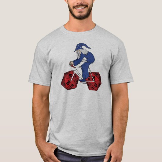20の味方されたサイコロの車輪が付いている魔法使いの乗馬のバイク Tシャツ (正面)