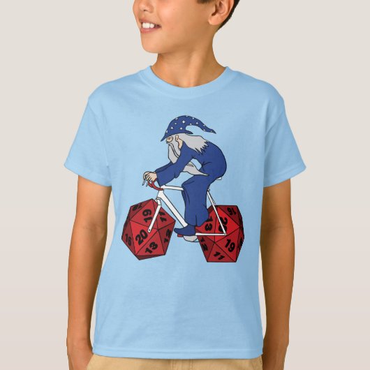 20の味方されたサイコロの車輪が付いている魔法使いの乗馬のバイク Tシャツ (正面)