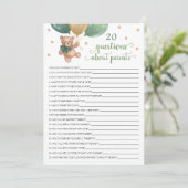 20の質問両親テディベアカード 招待状 (スタンド正面)