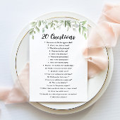 20の質問：花嫁についての花嫁シャワーゲーム 招待状