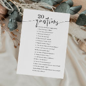 20の質問：花嫁の結婚前パーティーゲーム 招待状