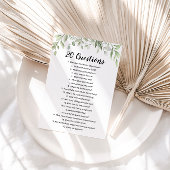 20の質問：花嫁の結婚前パーティーゲーム 招待状