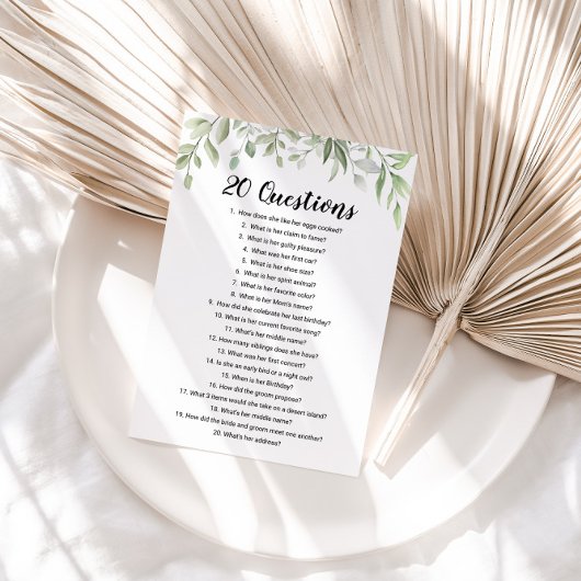 20の質問：花嫁の結婚前パーティーゲーム 招待状