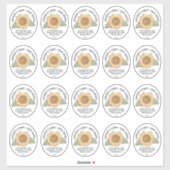 20ひまわり付き小さな楕円形のハニーラベル シール (シート)