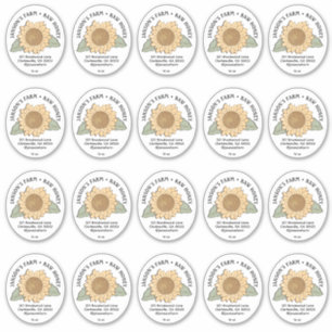 20ひまわり付き小さな楕円形のハニーラベル シール