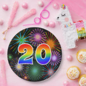 20イベント-おもしろい、カラフル、はっきりした、虹20 ペーパープレート (パーティー)
