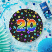 20イベント:はっきりした,おもしろい，レインボーカラフル20 ペーパープレート (パーティー)