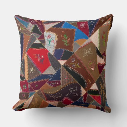20インチヴィンテージパッチワーク熱狂するキルトパターエレガントン クッション (正面)