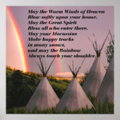 20インチx20インチ金ゴールドマットチェロキー賛美の祈りの言葉プリント ポスター (正面)