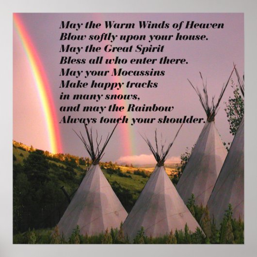 20インチx20インチ金ゴールドマットチェロキー賛美の祈りの言葉プリント ポスター (正面)