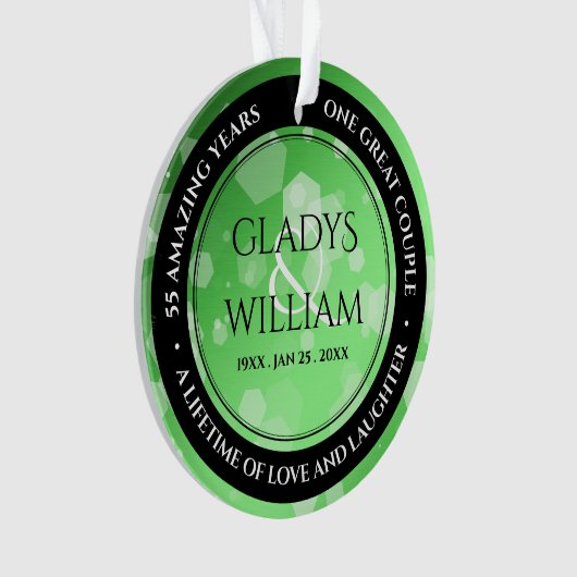 20エレガント日38日エメラルド55周年結婚記念 オーナメント (正面)