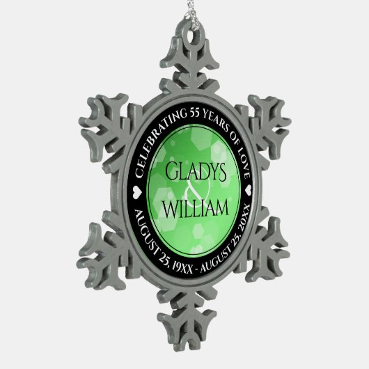 20エレガント日38日エメラルド55周年結婚記念 スノーフレークピューターオーナメント (左)