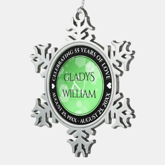 20エレガント日38日エメラルド55周年結婚記念 スノーフレークピューターオーナメント (右)