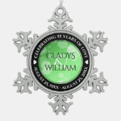 20エレガント日38日エメラルド55周年結婚記念 スノーフレークピューターオーナメント (正面)