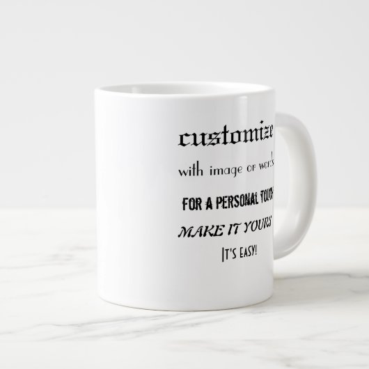 20オンスのジャンボマグカップを個人用にする ジャンボコーヒーマグカップ (正面右)