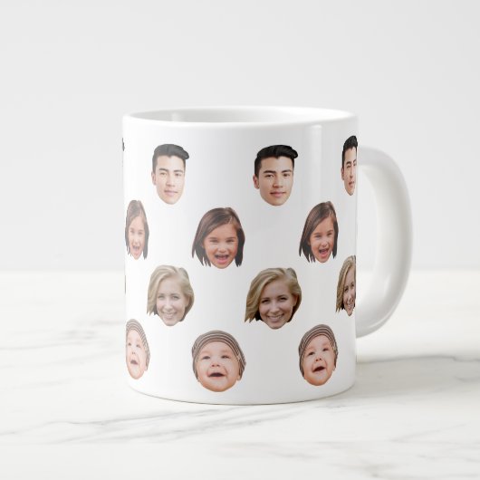 20オンス ジャンボ かわいい ファミリー フェイス 4 フォト 特別仕様 ジャンボコーヒーマグカップ (正面右)