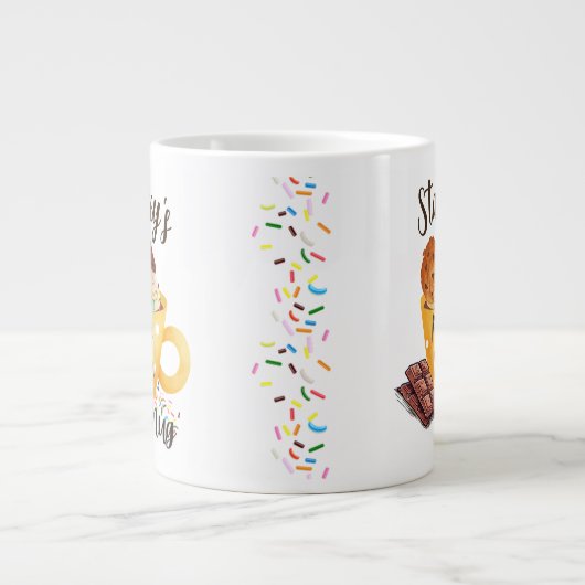 20オンス。マグカップ、カスタマイズ可能な名前、"マグケーキマグカップ" ジャンボコーヒーマグカップ (正面)