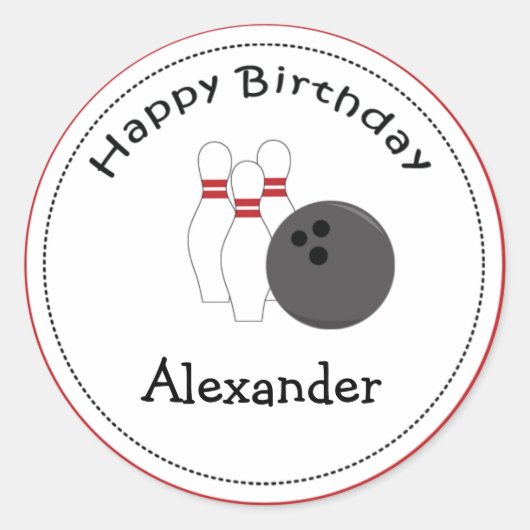 20カスタマイズ可能なカップケーキトッパーボーリングパーティー ラウンドシール (正面)