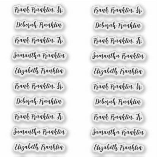 20ゲスト名モダン書はっきりした台本 シール (正面)