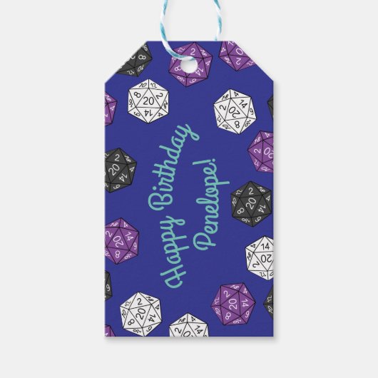 20サイドサイコロDNDゲーム子供の誕生日パーティー ギフトタグ (正面)