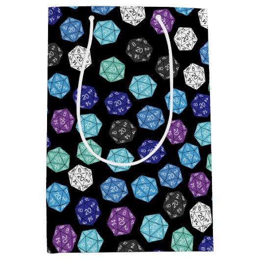 20サイドサイコロDNDゲーム子供の誕生日パーティー ミディアムペーパーバッグ (正面)