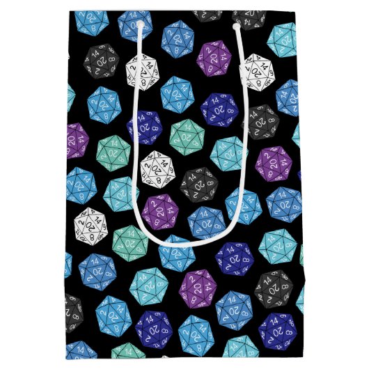 20サイドサイコロDNDゲーム子供の誕生日パーティー ミディアムペーパーバッグ (裏面)