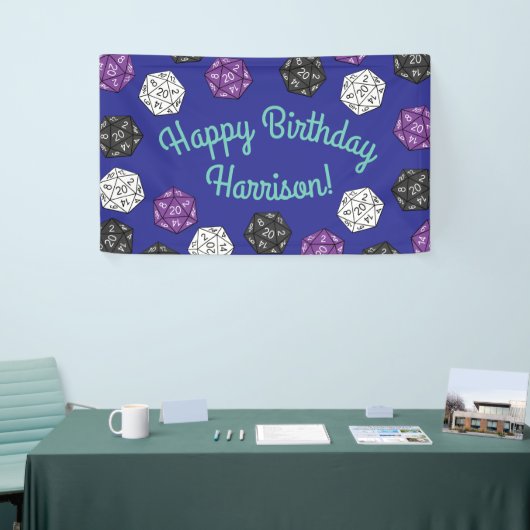 20サイドサイコロDNDゲーム子供の誕生日パーティー 横断幕 (トレードショー)