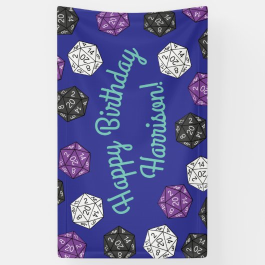 20サイドサイコロDNDゲーム子供の誕生日パーティー 横断幕 (縦)