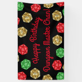 20サイドサイコロDNDゲーム誕生日グリーンレッド金ゴールド 横断幕 (縦)