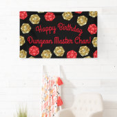 20サイドサイコロDNDゲーム誕生日パーティレッド金ゴールド 横断幕 (インサイチュ)