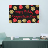 20サイドサイコロDNDゲーム誕生日パーティレッド金ゴールド 横断幕 (トレードショー)